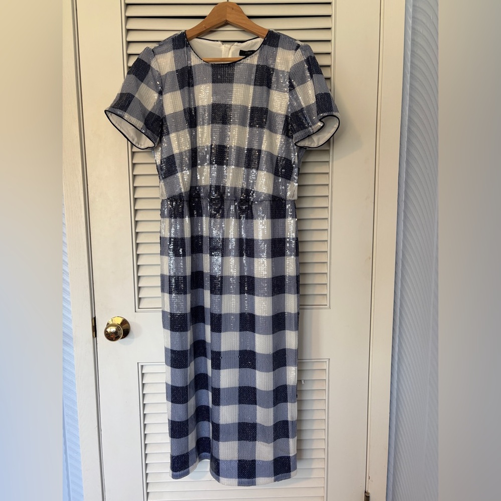 J. Crew Sparkling Blue and White Midi Dress